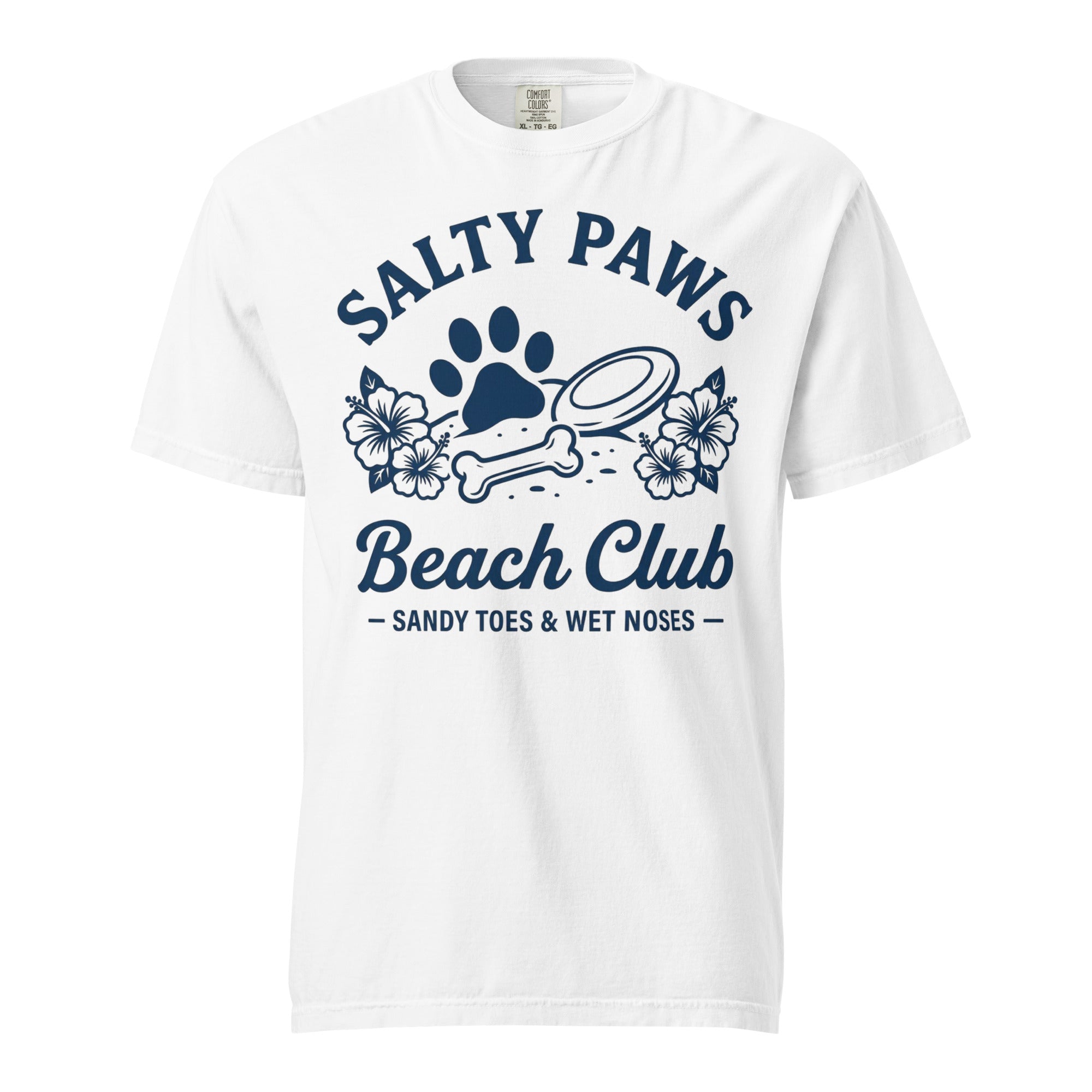 Salty Paws Beach Club Sandy Toes & Wet Noses Unisex Garment-dyed Heavyweight T-Shirt . White