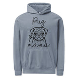 Pug Mama Mode Garment-dyed Hoodie . Blue Jean