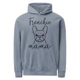 French Bulldog Frenchie Mama Mode Garment-dyed Hoodie . Blue Jean