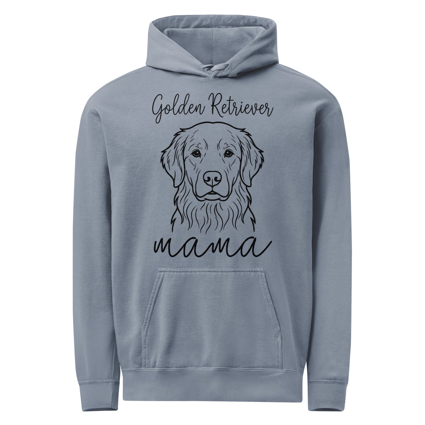 Golden Retriever Mama Mode Garment-dyed Hoodie . Blue Jean