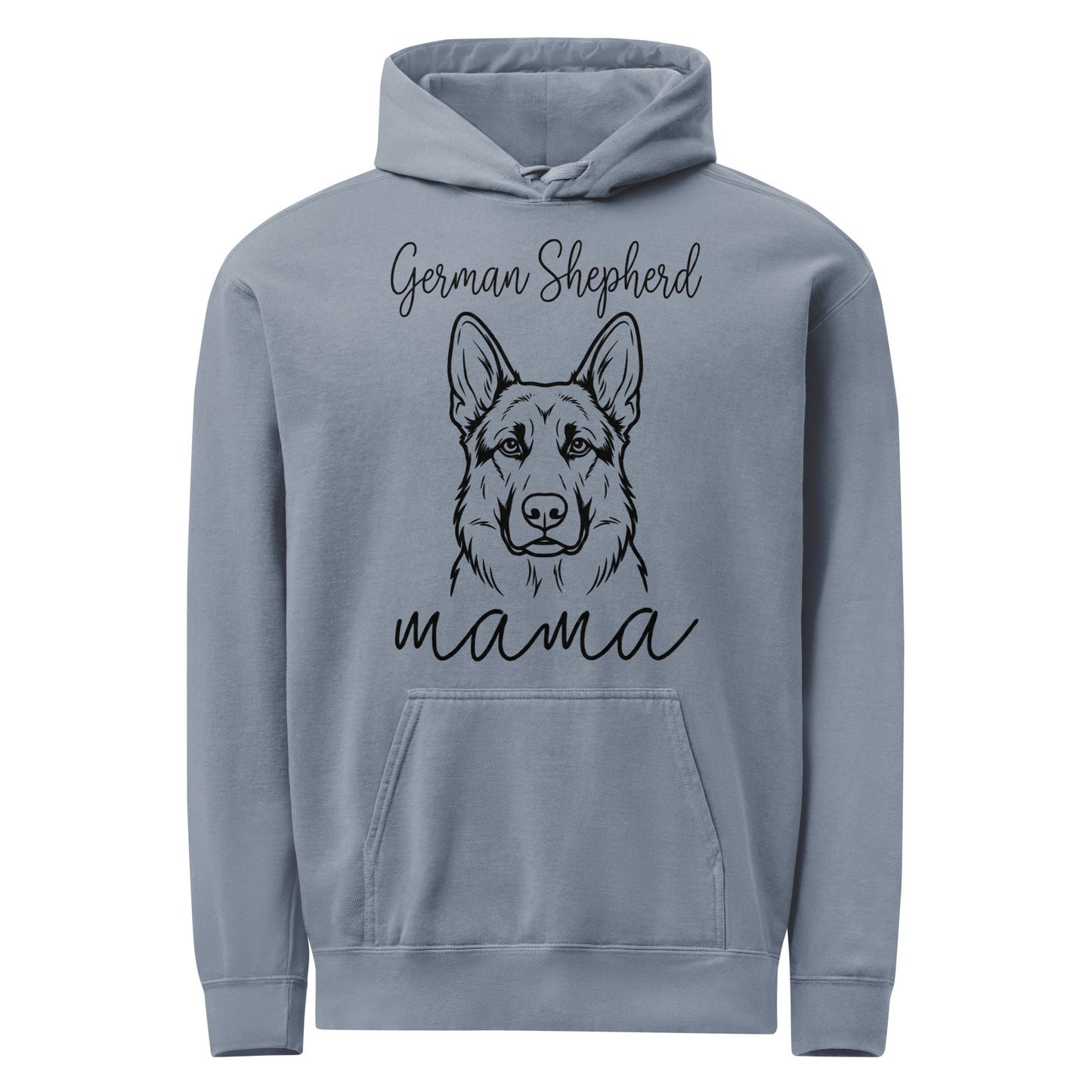 German Shepherd Mama Mode Garment-dyed Hoodie . Blue Jean