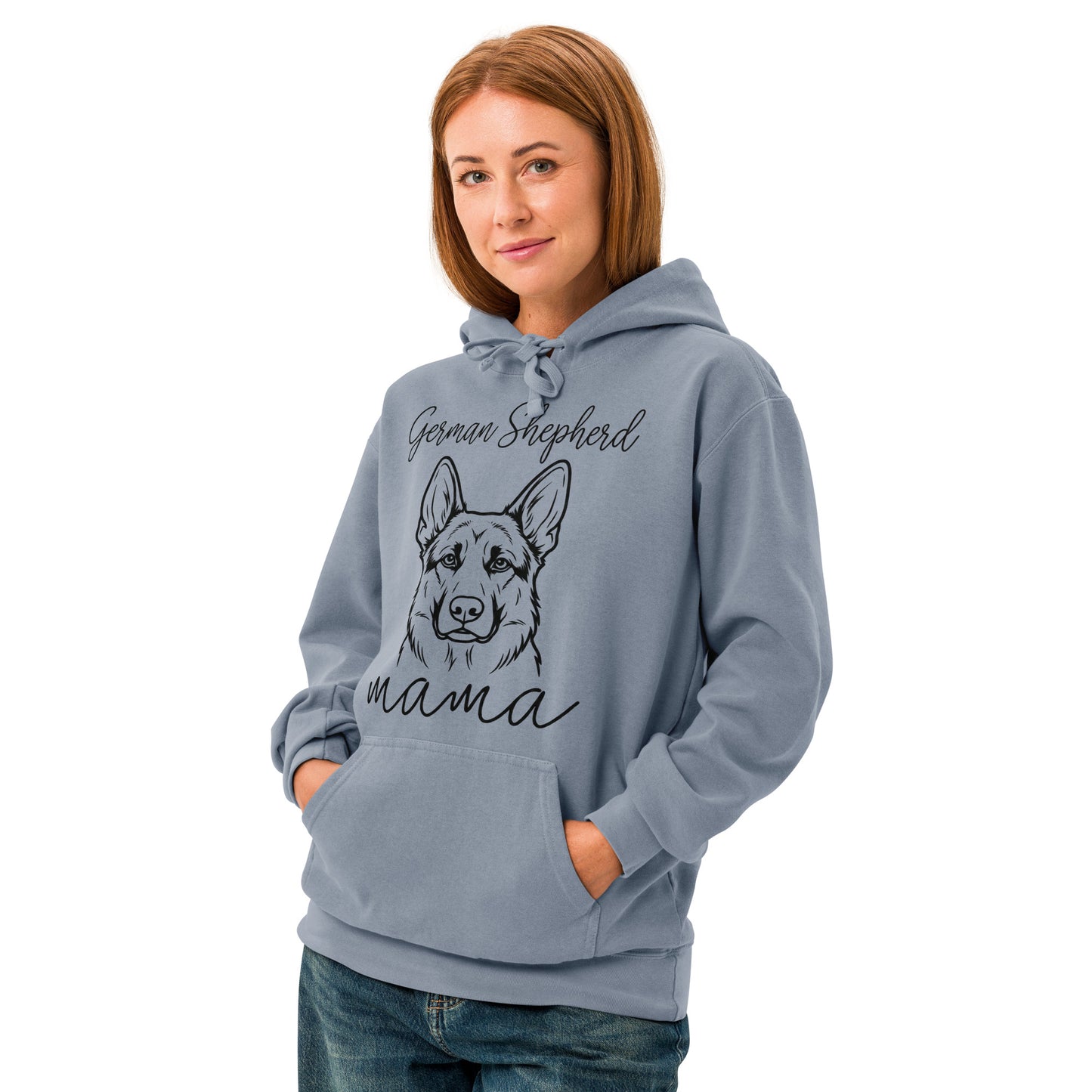 German Shepherd Mama Mode Garment-dyed Hoodie .