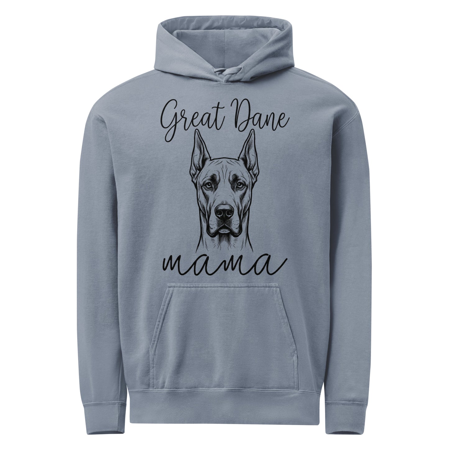 Great Dane Mama Mode Garment-dyed Hoodie . Blue Jean