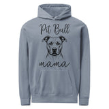 Pit Bull Mama Mode Garment-dyed Hoodie . Blue Jean