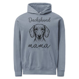 Dachshund Mama Mode Garment-dyed Hoodie . Blue Jean