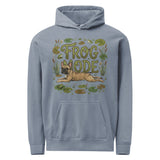 Frog Mode French Bulldog Unisex Garment-dyed Hoodie . Blue Jean