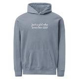 Just A Girl Who Loves Her German Shepherd GSD Garment-dyed Hoodie . Blue Jean