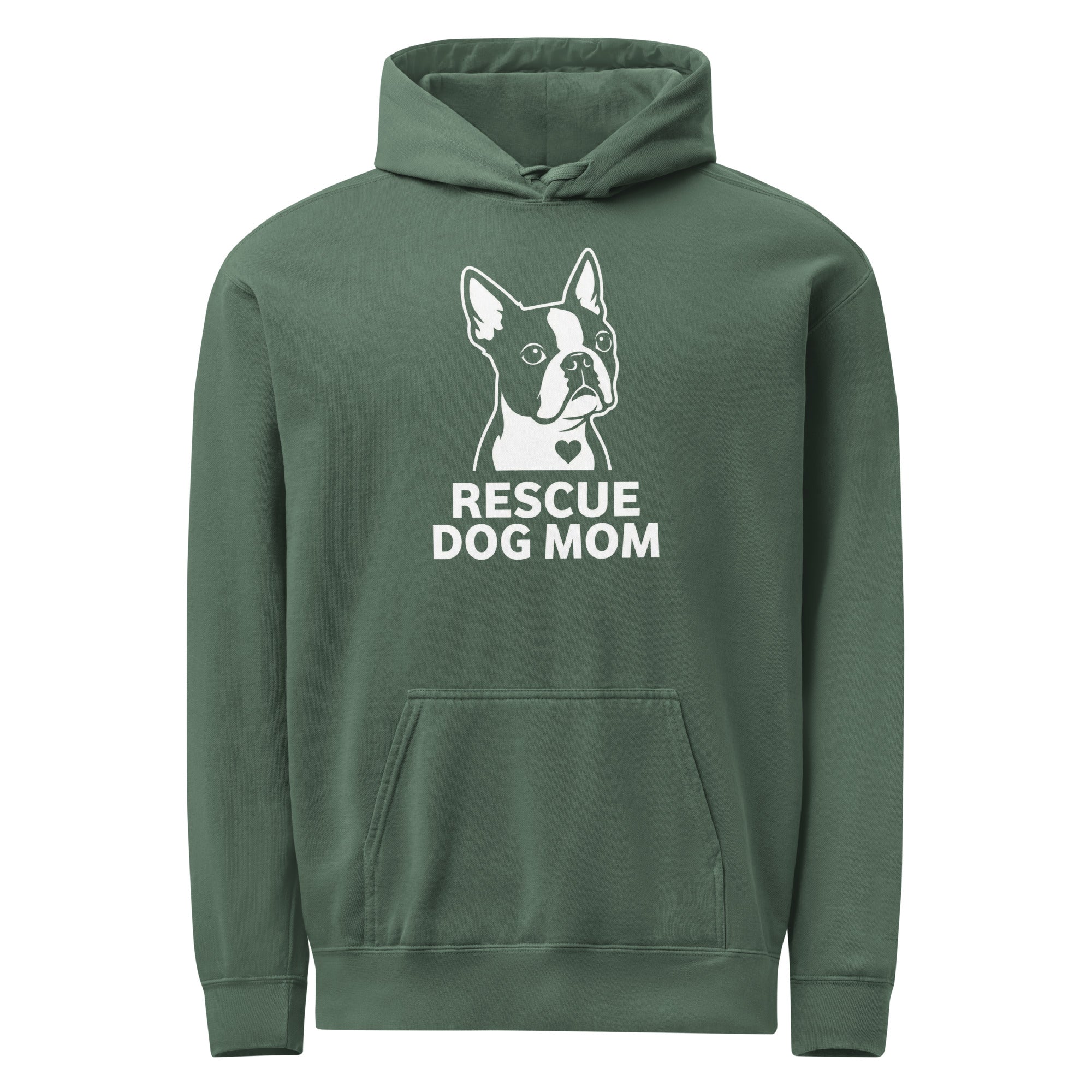Rescue Dog Mom Garment-Dyed Hoodie . Blue Spruce