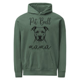 Pit Bull Mama Mode Garment-dyed Hoodie . Blue Spruce