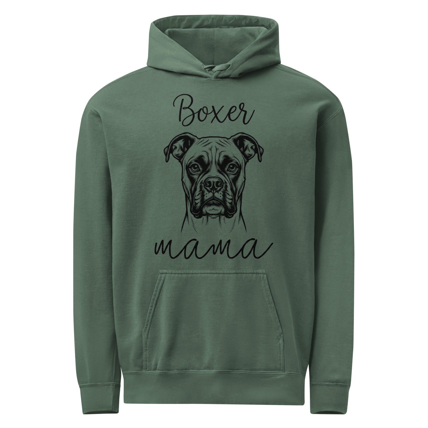 Boxer Mama Mode Unisex Garment-dyed Hoodie . Blue Spruce
