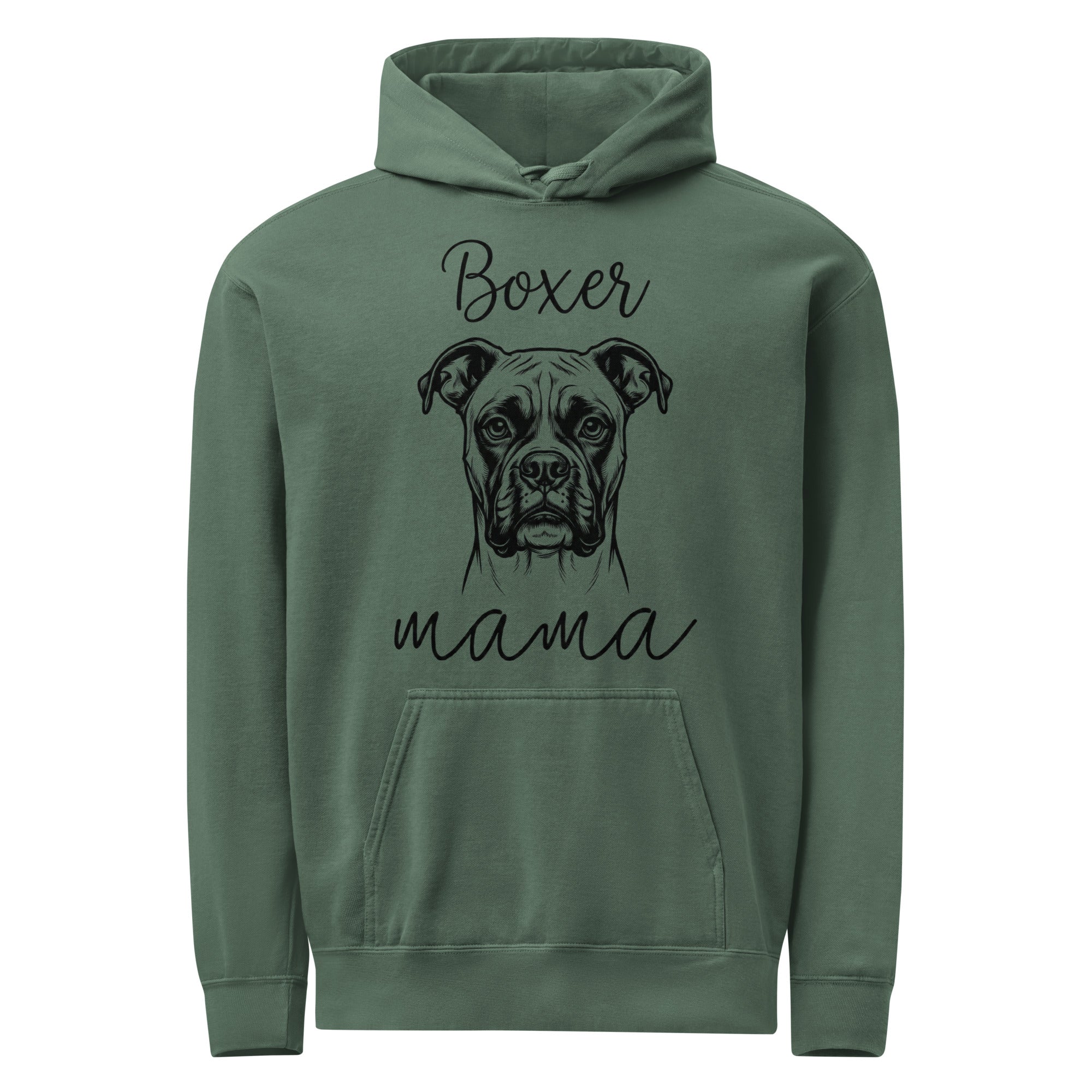 Boxer Mama Mode Unisex Garment-dyed Hoodie . Blue Spruce