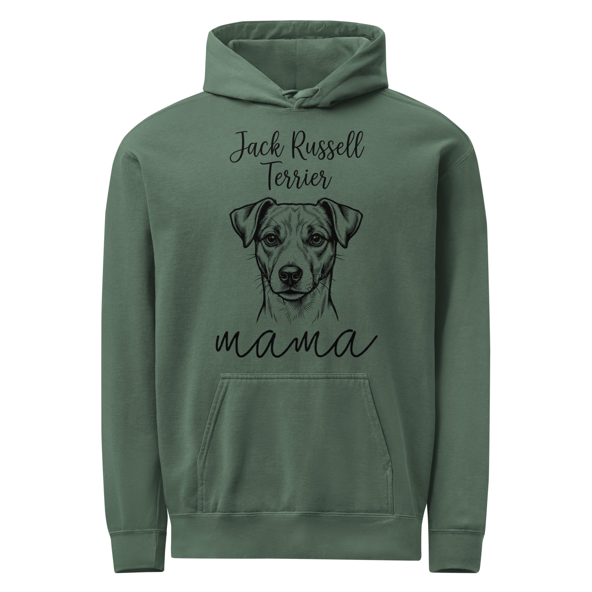 Jack Russell Terrier Mama Mode Garment-dyed Hoodie . Blue Spruce
