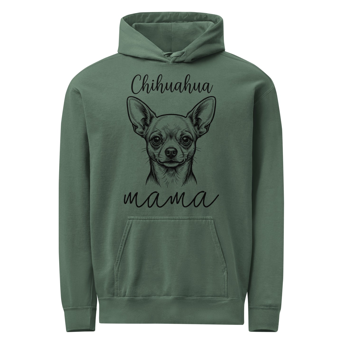 Chihuahua Mama Mode Garment-dyed Hoodie . Blue Spruce