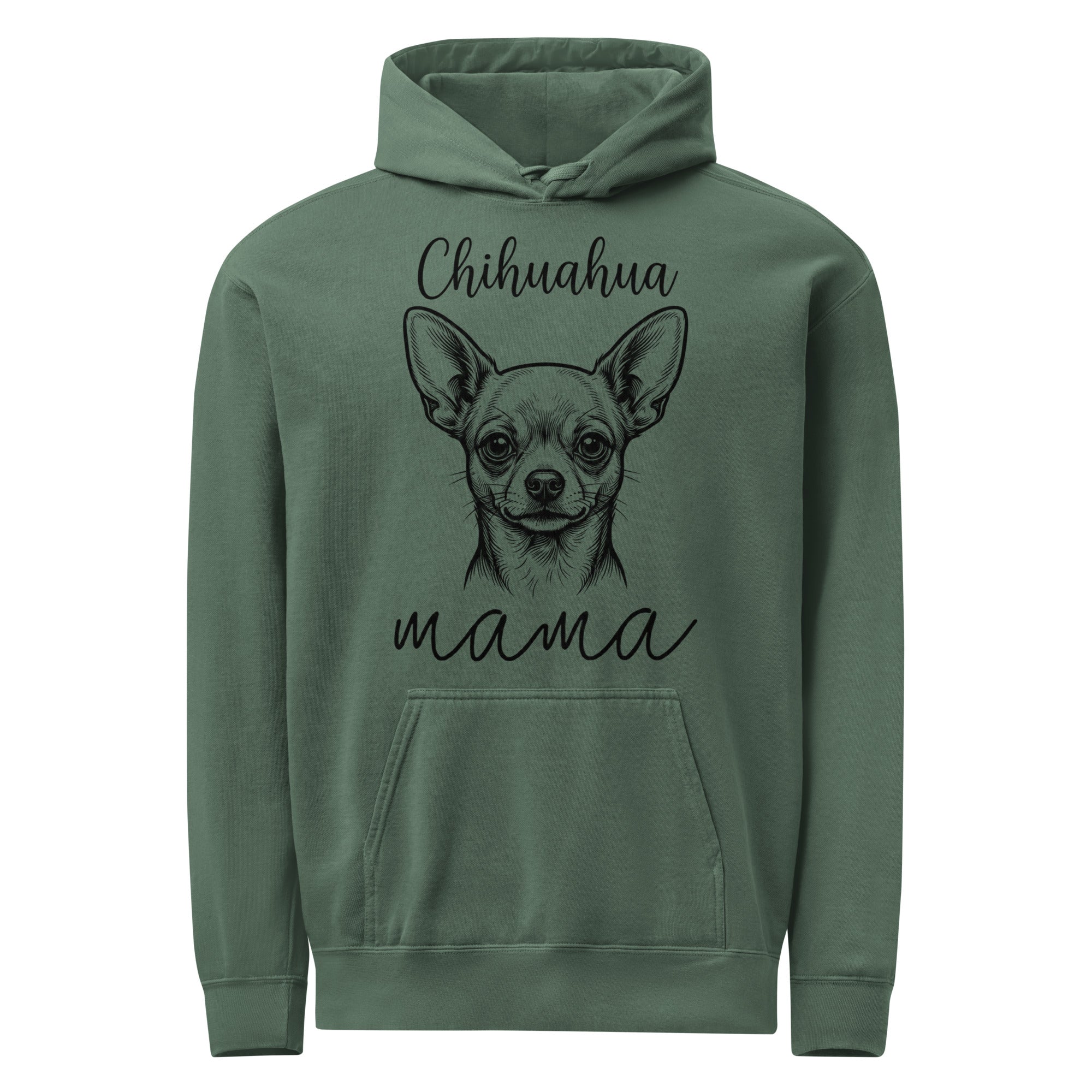 Chihuahua Mama Mode Garment-dyed Hoodie . Blue Spruce