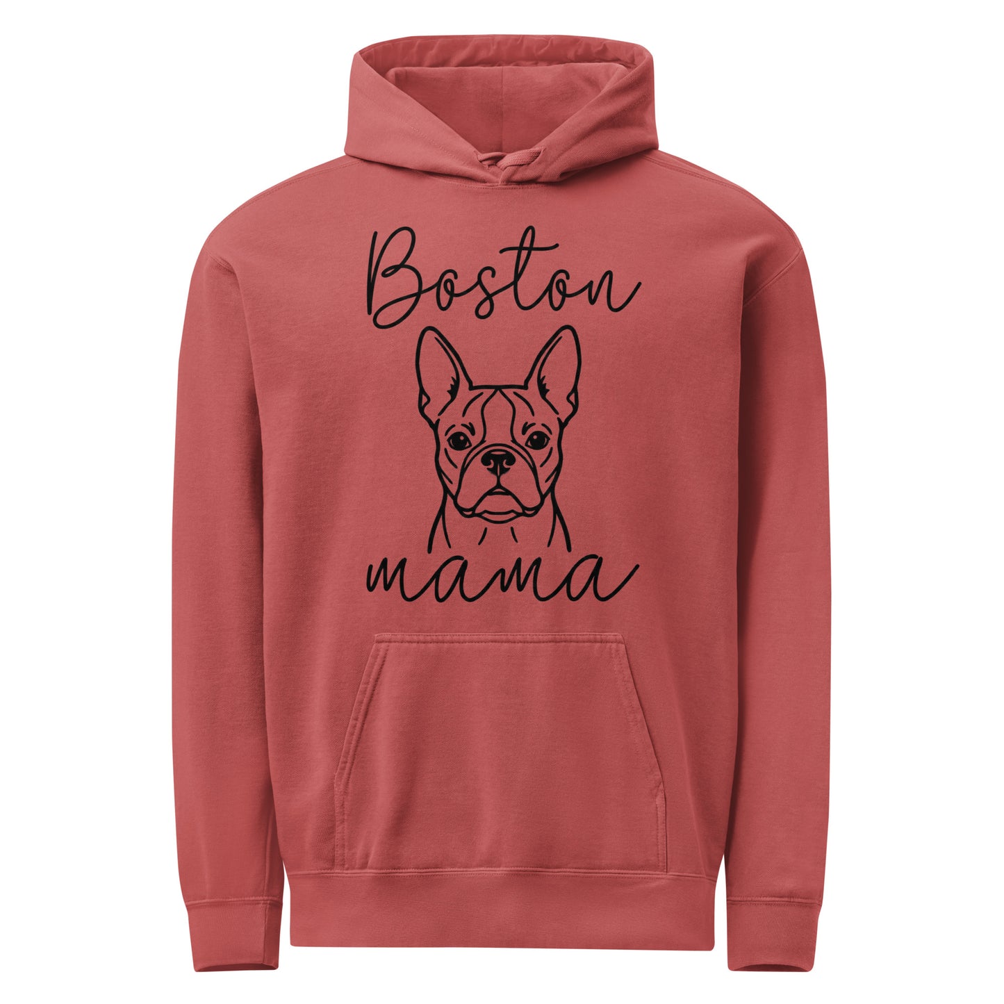 Boston Mama Mode Garment-Dyed Hoodie . Crimson