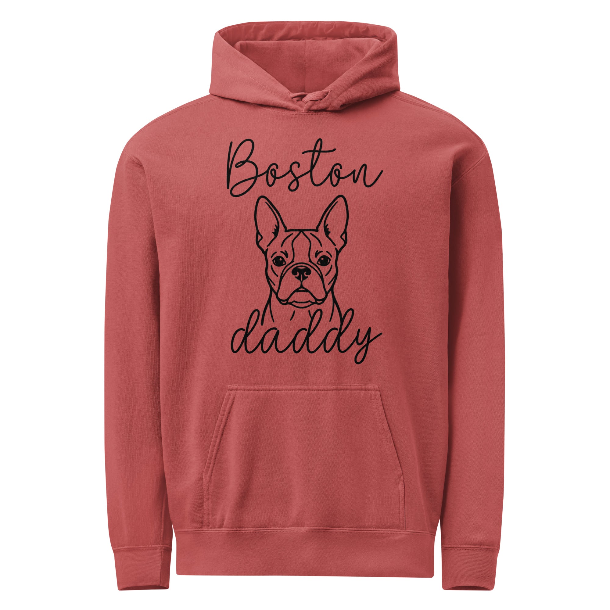 Boston Daddy Mode Garment-Dyed Hoodie . Crimson