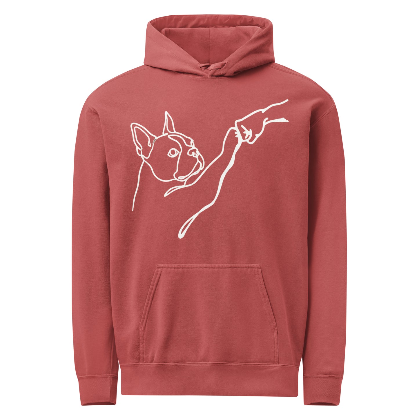 Dog Fist Bump Unisex Garment-Dyed Hoodie . Crimson