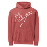 Dog Fist Bump Unisex Garment-Dyed Hoodie . Crimson