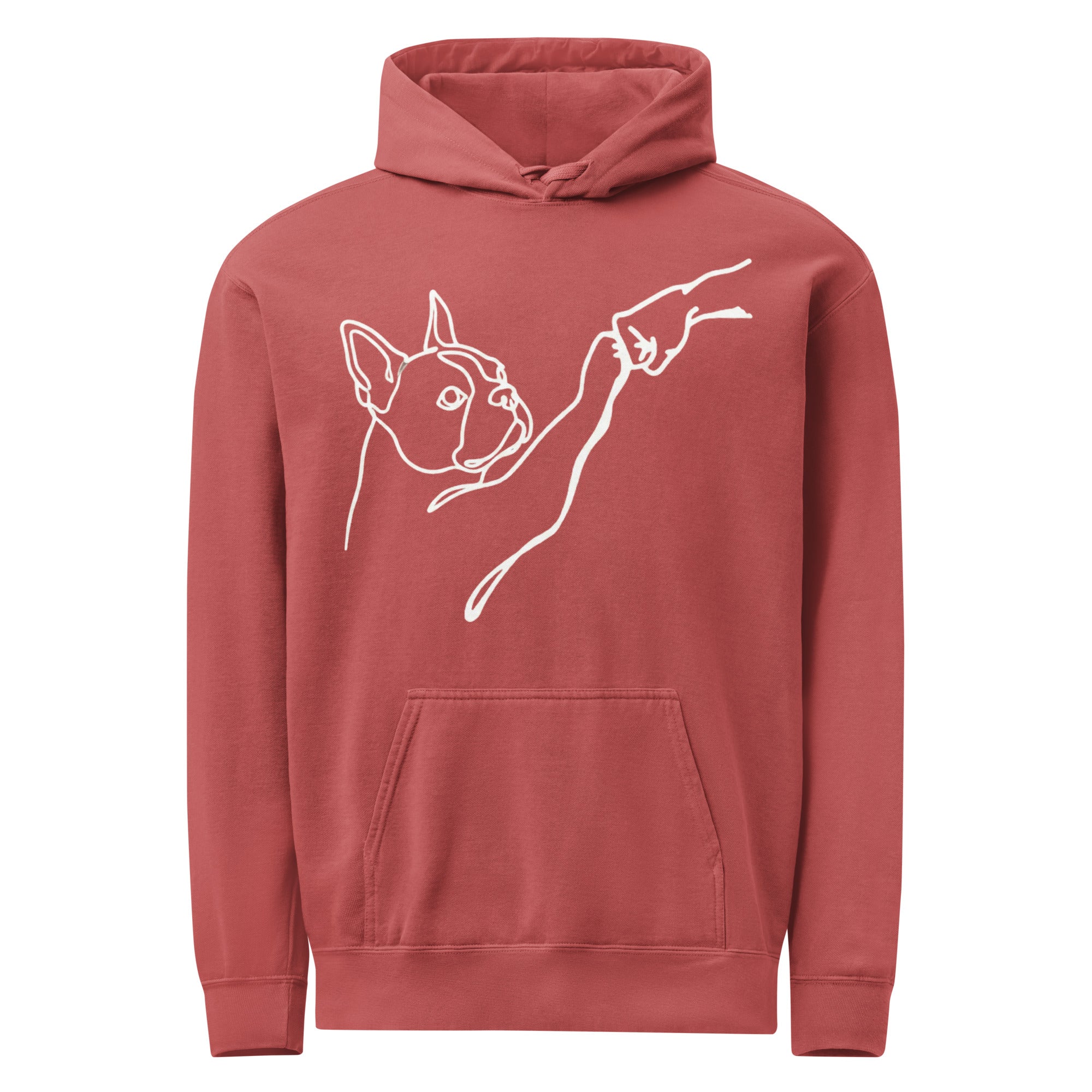 Dog Fist Bump Unisex Garment-Dyed Hoodie . Crimson