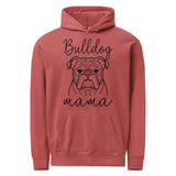 English Bulldog Mama Mode Garment-dyed Hoodie . Crimson
