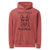 German Shepherd Mama Mode Garment-dyed Hoodie . Crimson