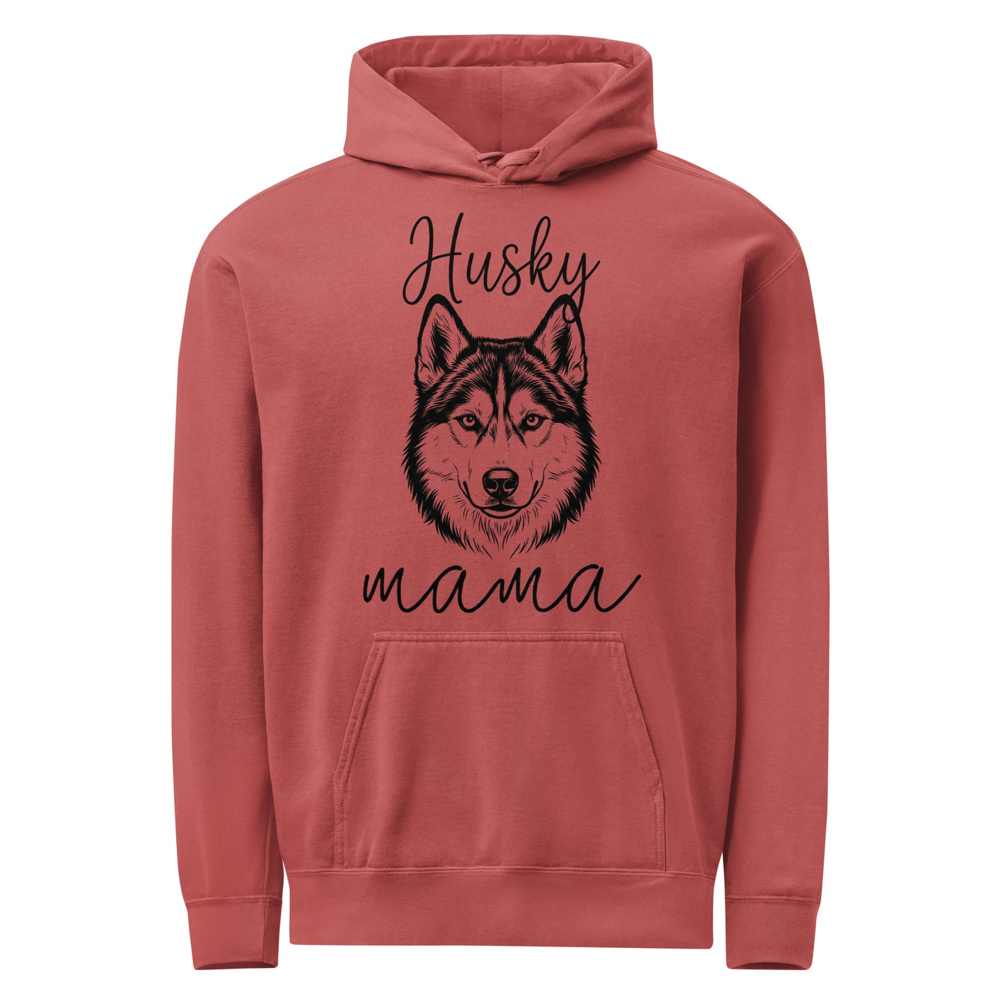 Husky Mama Mode Garment-dyed Hoodie . Crimson