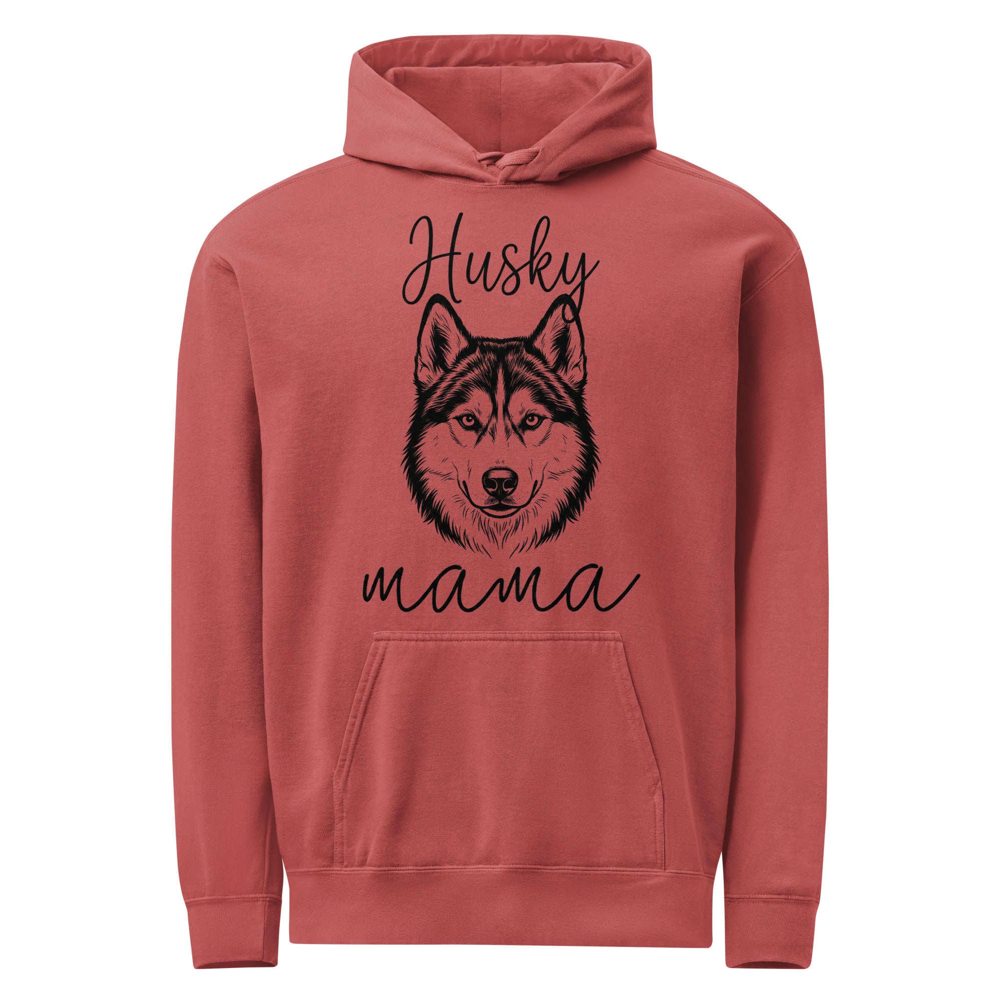 Husky Mama Mode Garment-dyed Hoodie . Crimson