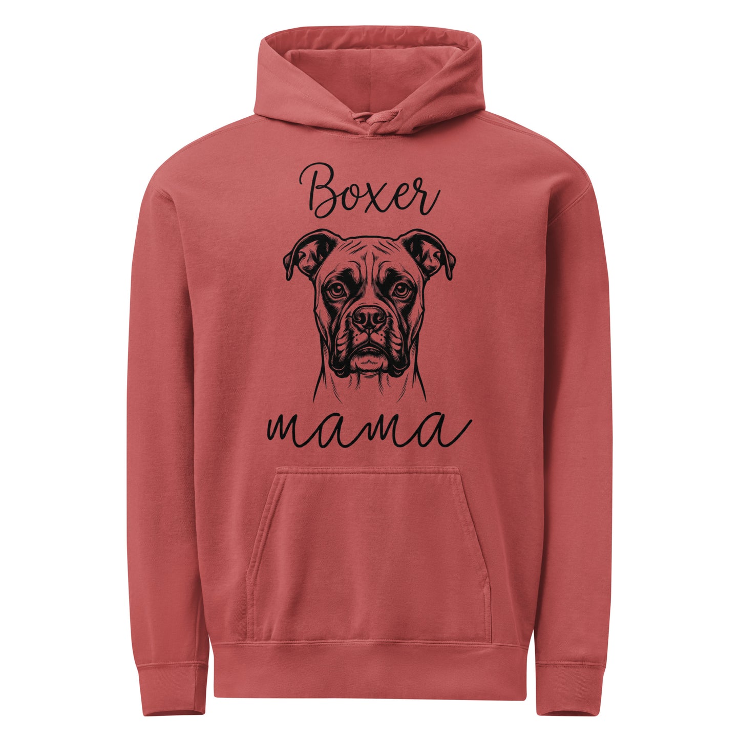 Boxer Mama Mode Unisex Garment-dyed Hoodie . Crimson