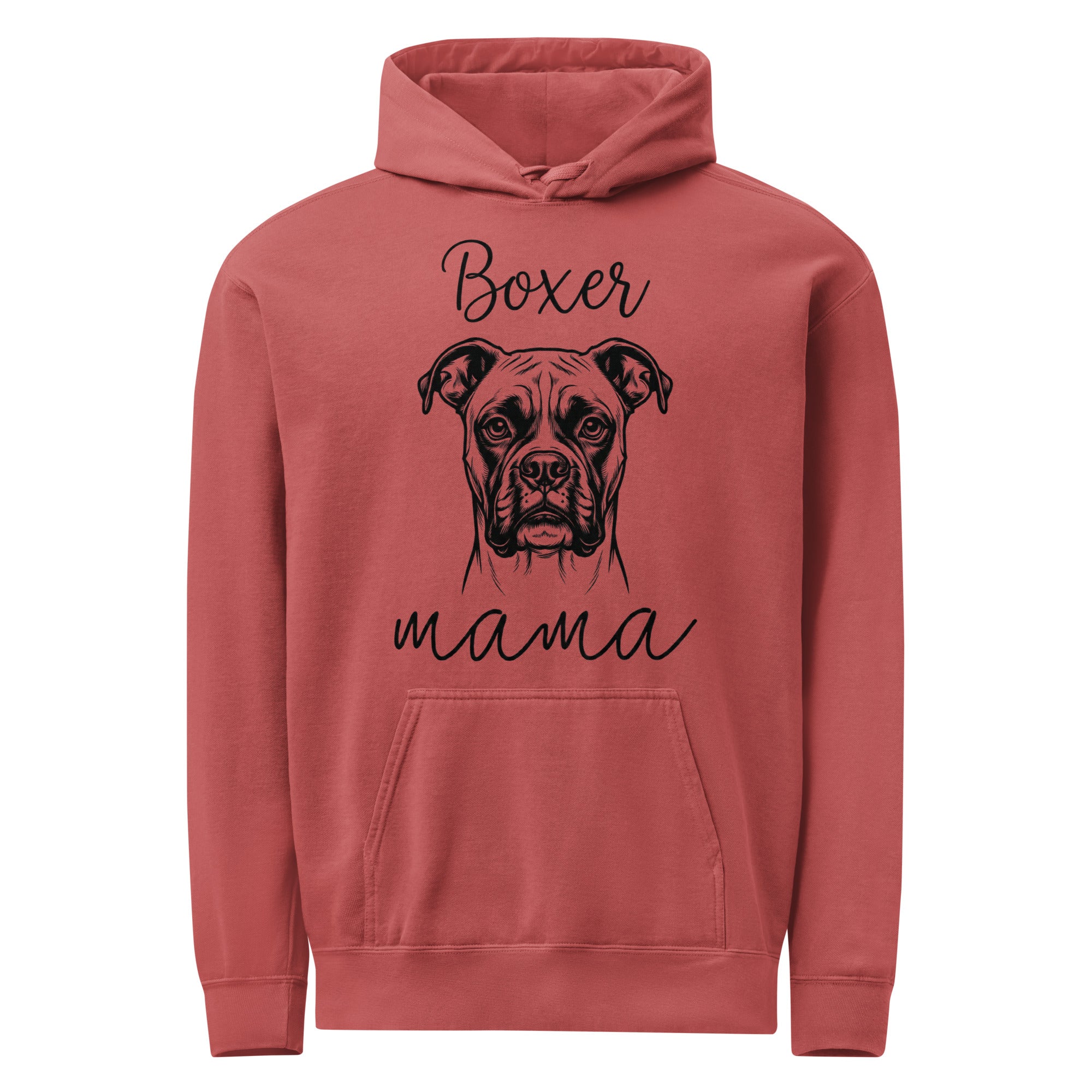 Boxer Mama Mode Unisex Garment-dyed Hoodie . Crimson