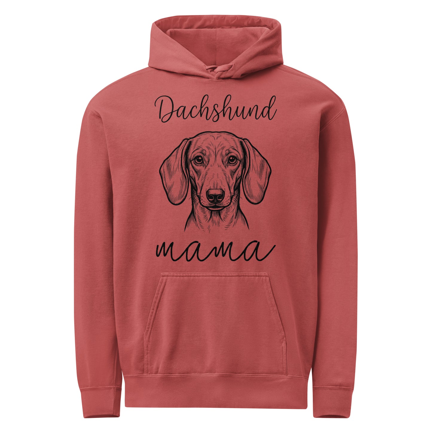 Dachshund Mama Mode Garment-dyed Hoodie . Crimson