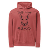 Bull Terrier Mama Mode Garment-dyed Hoodie . Crimson