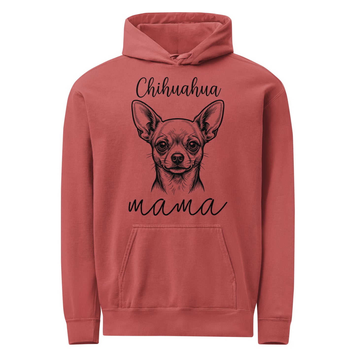 Chihuahua Mama Mode Garment-dyed Hoodie . Crimson