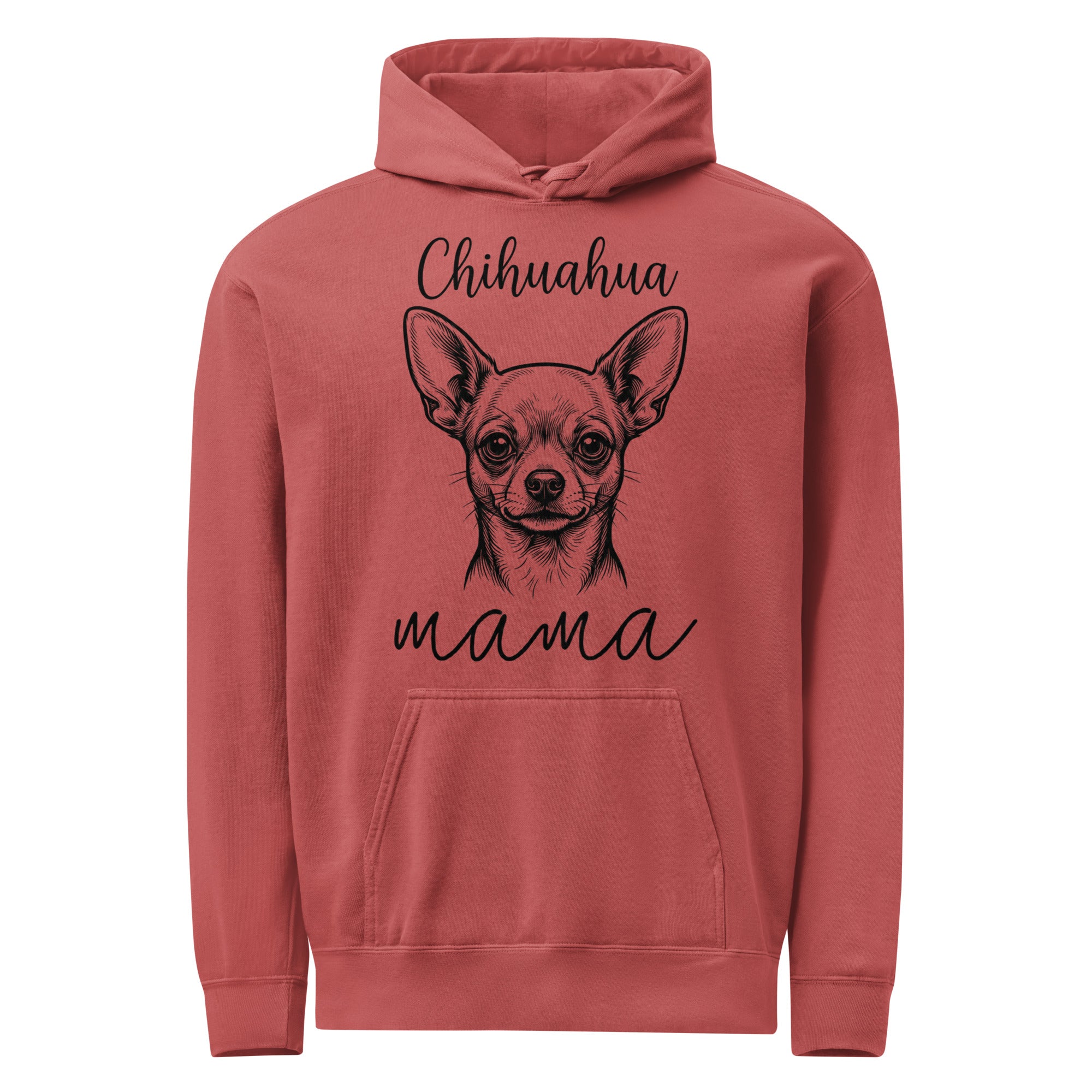 Chihuahua Mama Mode Garment-dyed Hoodie . Crimson