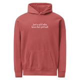 Just A Girl Who Loves Her Pit Bull Garment-dyed Hoodie . Crimson
