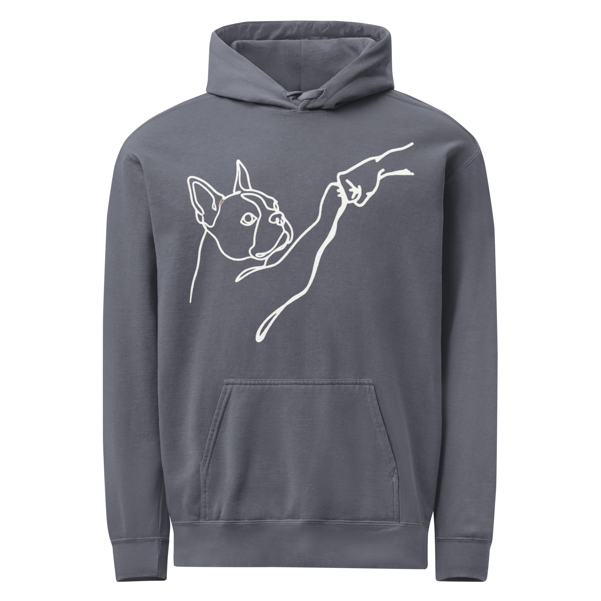 Dog Fist Bump Unisex Garment-Dyed Hoodie . Denim