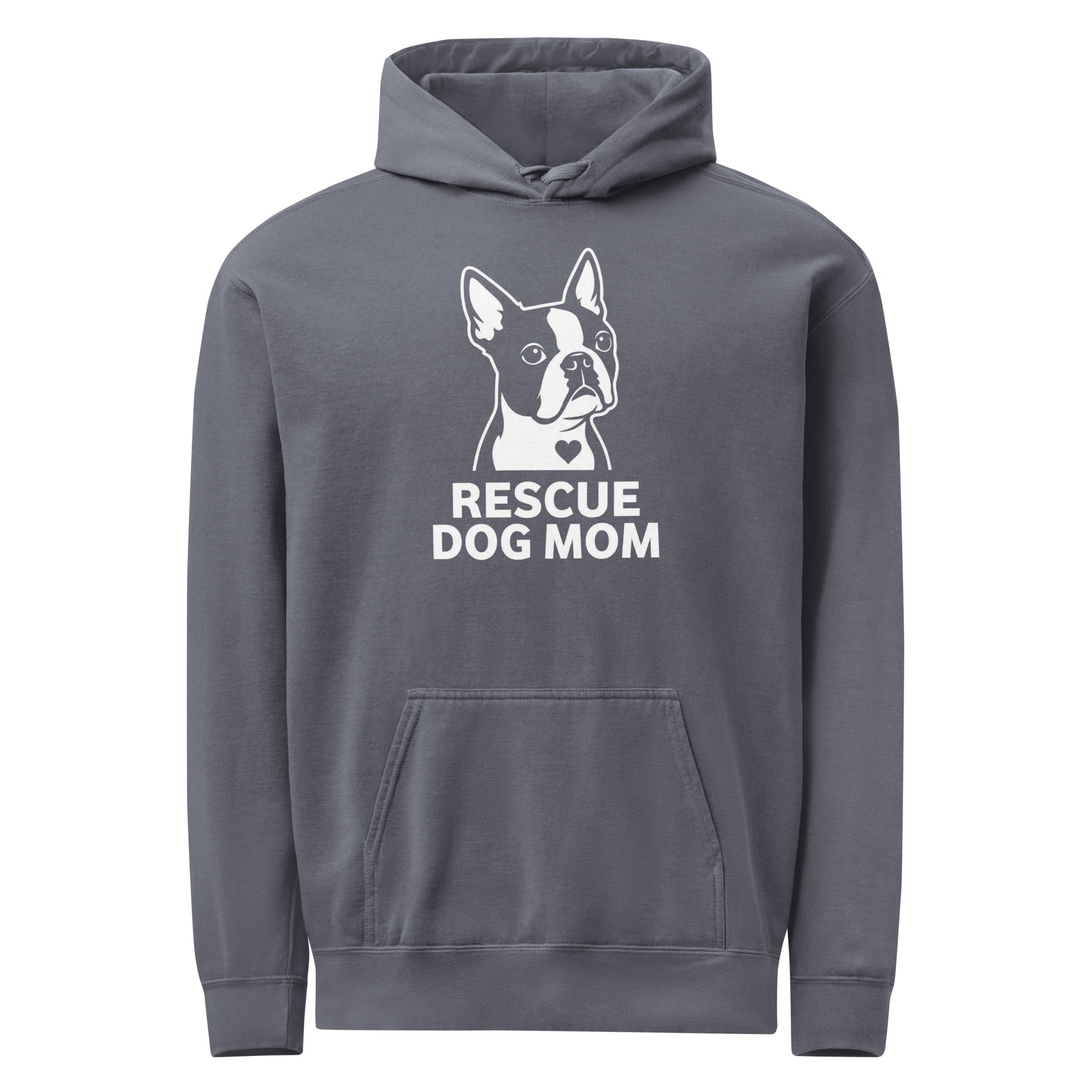 Rescue Dog Mom Garment-Dyed Hoodie . Denim