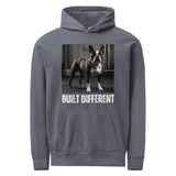 Built Different Strong Boston Terrier Dog Gym Workout Unisex Garment-dyed Hoodie . Denim