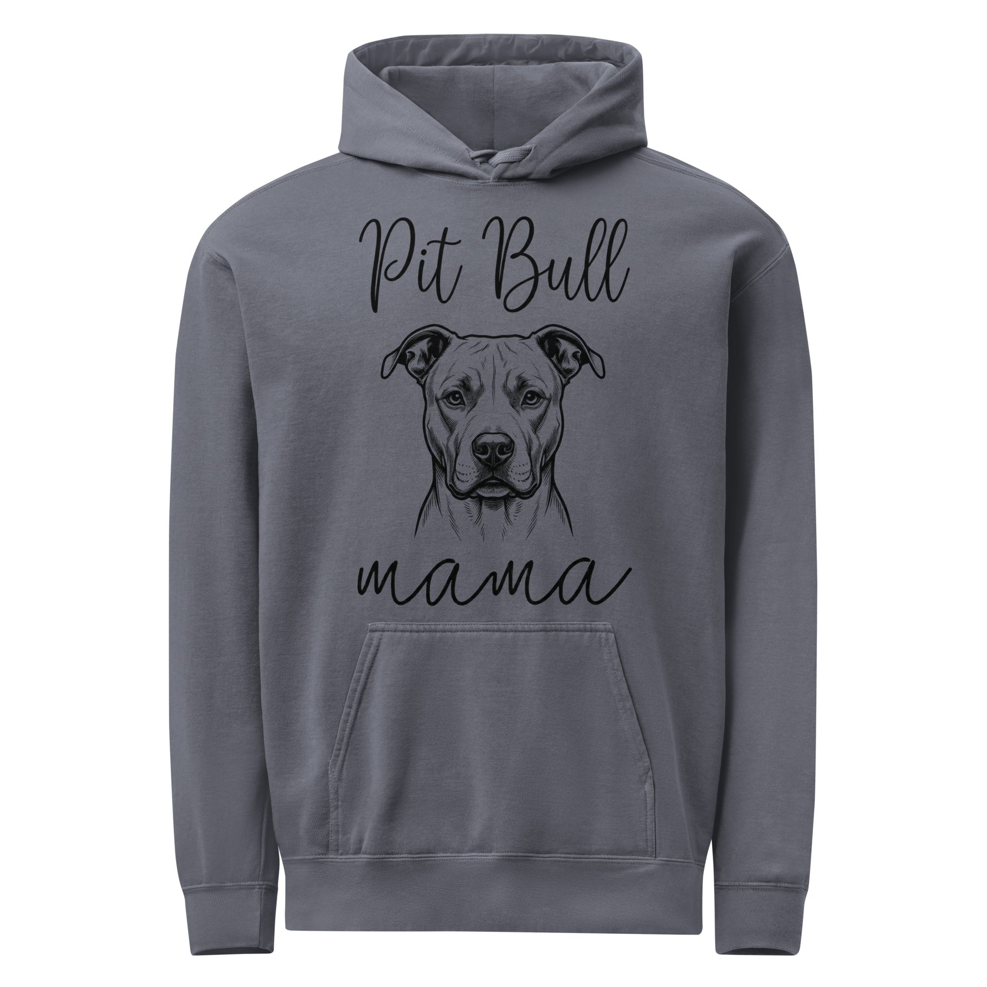 Pit Bull Mama Mode Garment-dyed Hoodie . Denim