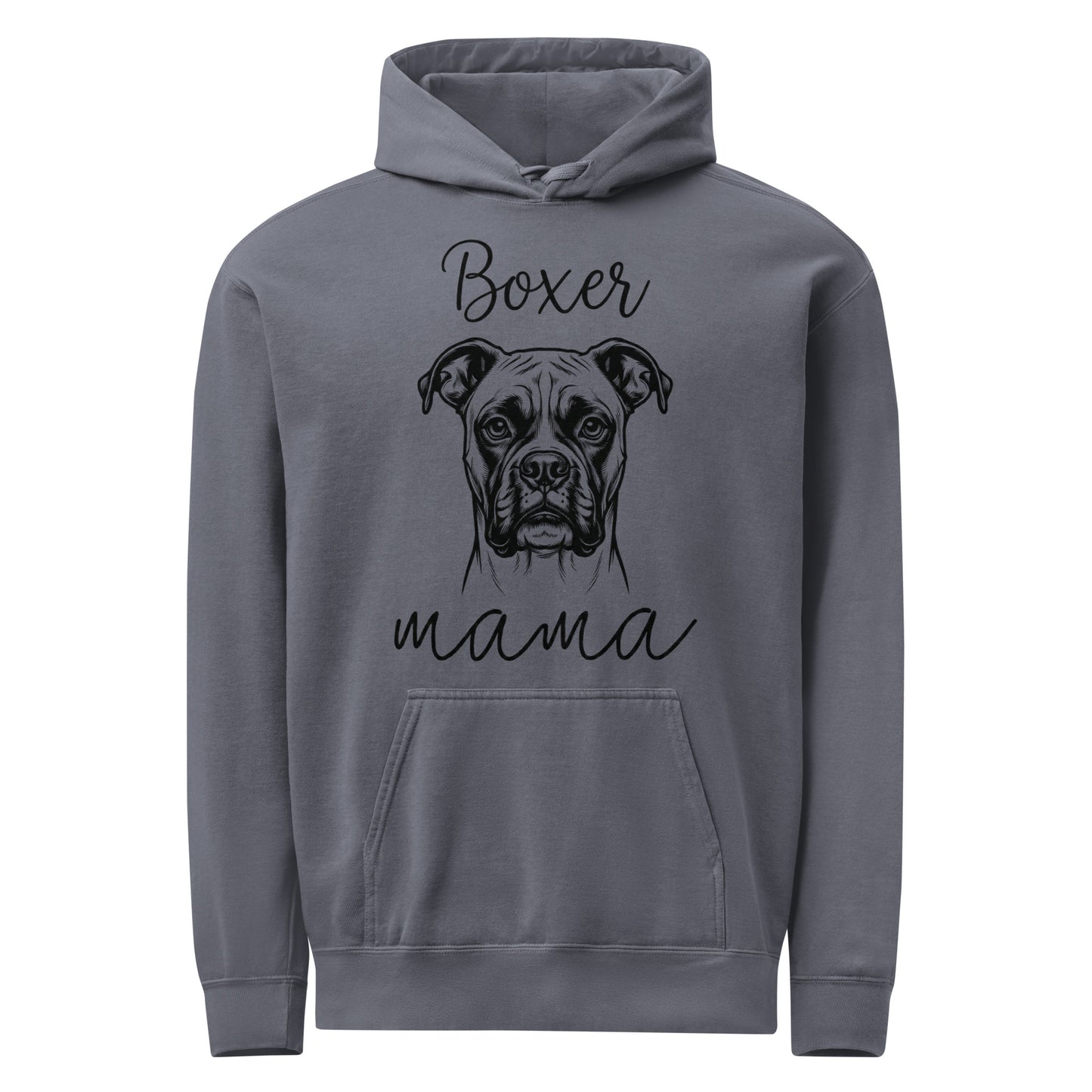 Boxer Mama Mode Unisex Garment-dyed Hoodie . Denim