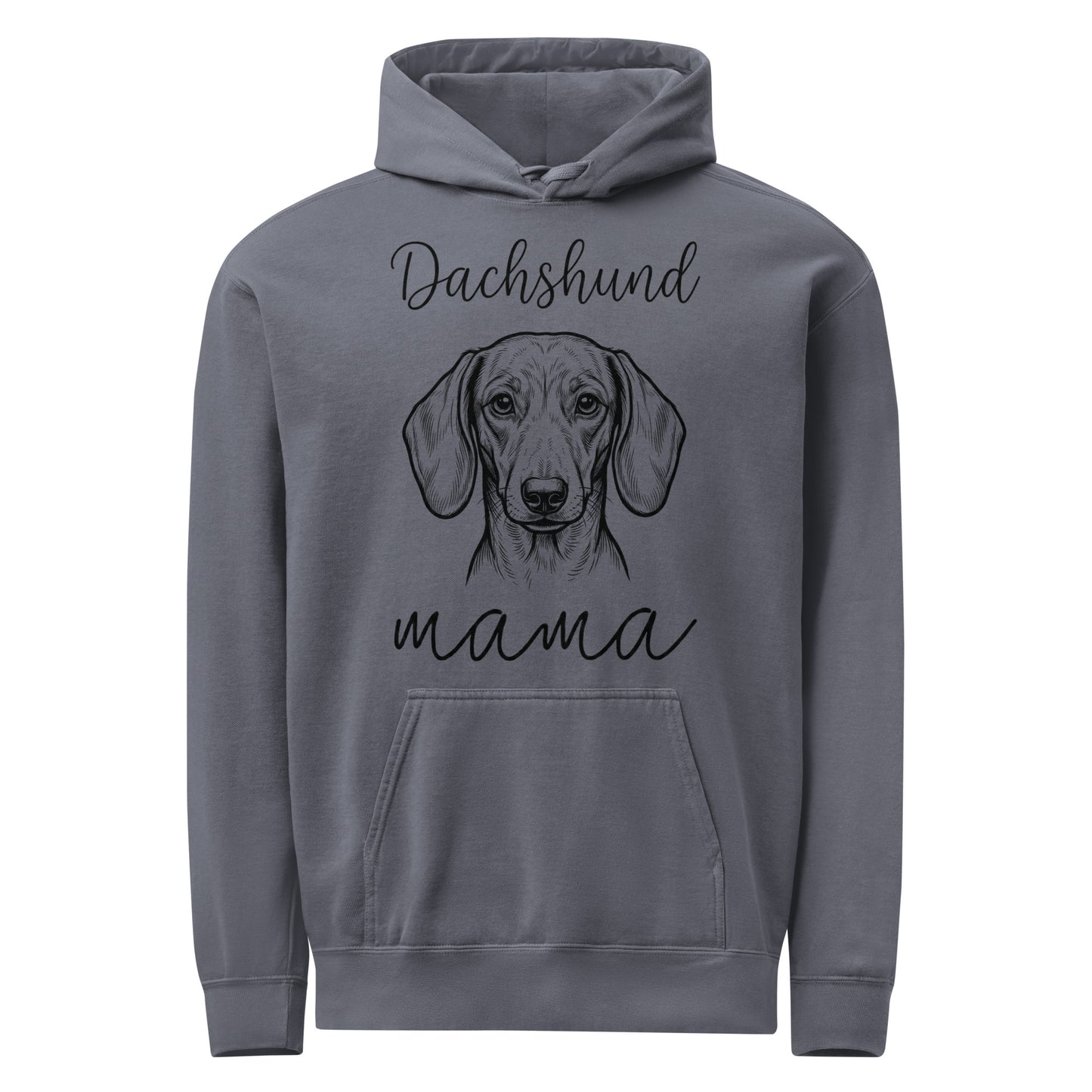 Dachshund Mama Mode Garment-dyed Hoodie . Denim