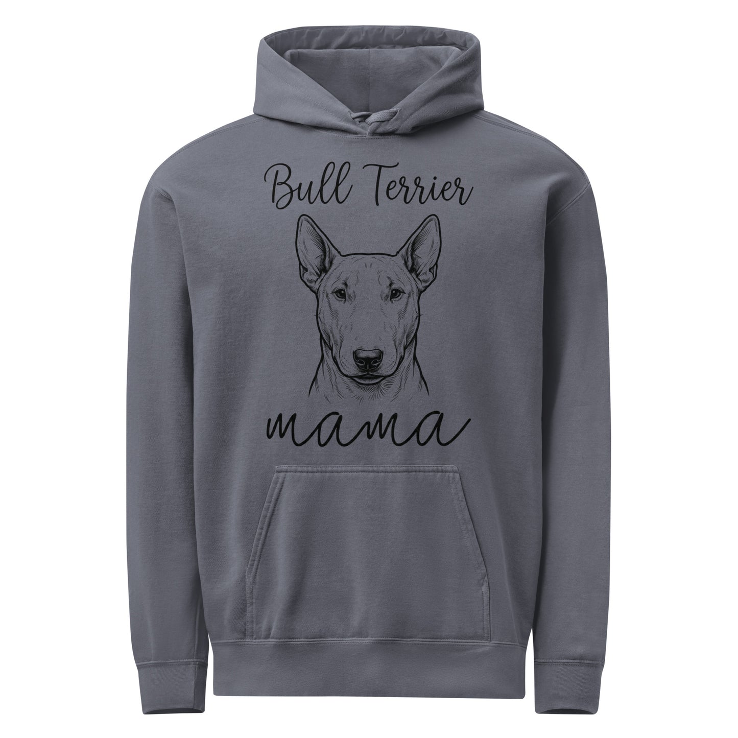 Bull Terrier Mama Mode Garment-dyed Hoodie . Denim