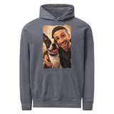 Custom Caricature Dog And Owner Portrait Unisex Garment-dyed Hoodie . Denim