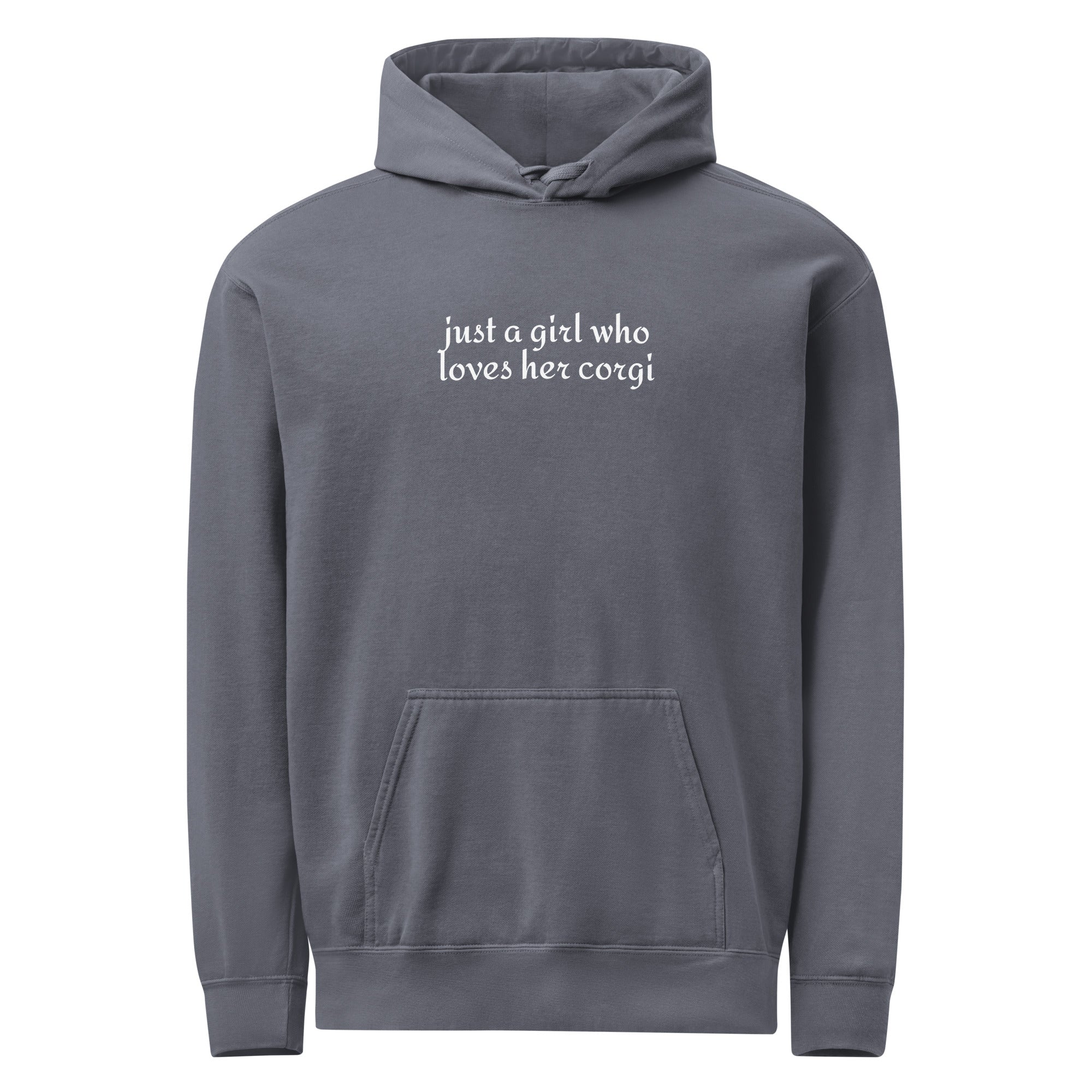 Just a Girl Who Loves Her Corgi Garment-dyed Hoodie . Denim