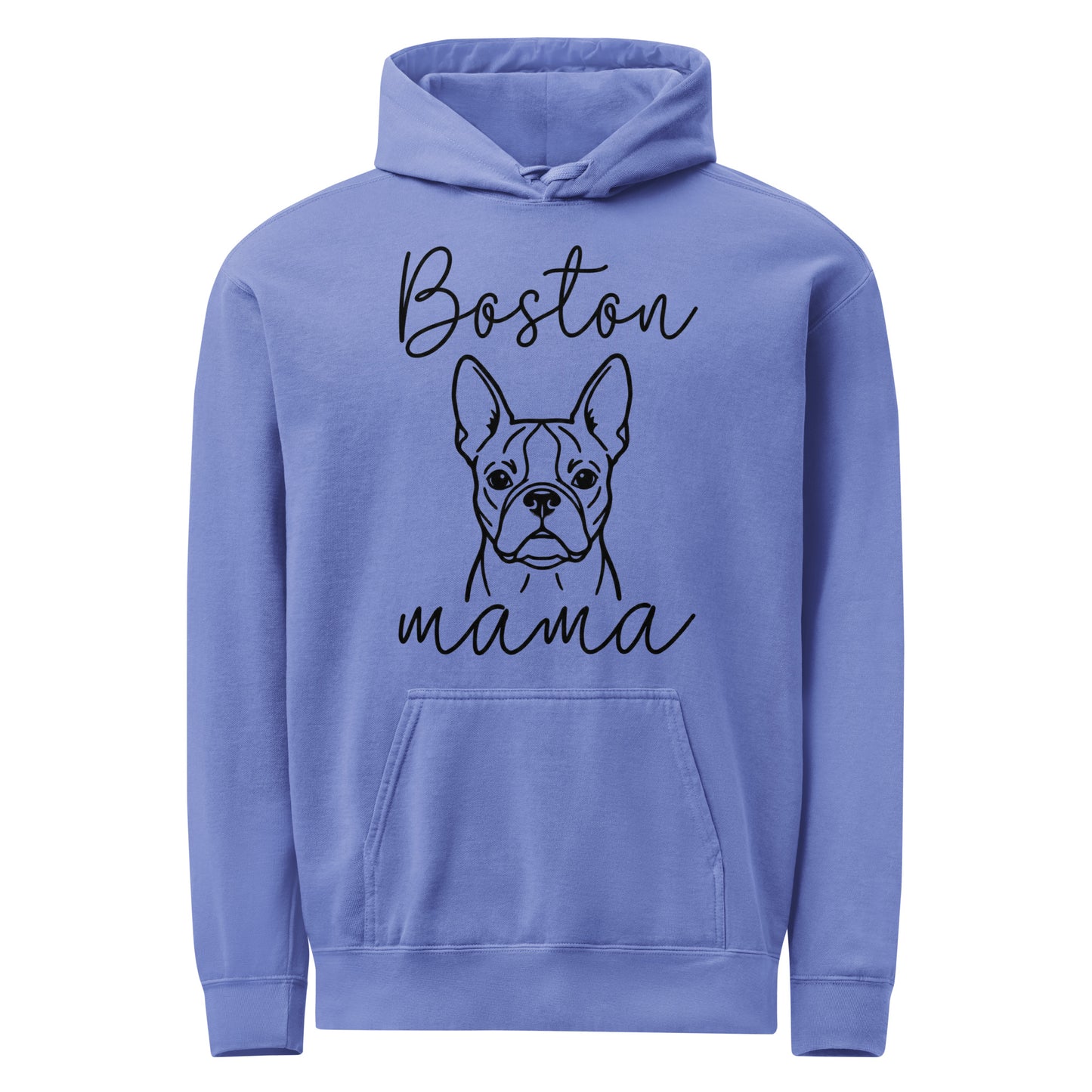 Boston Mama Mode Garment-Dyed Hoodie . Flo Blue
