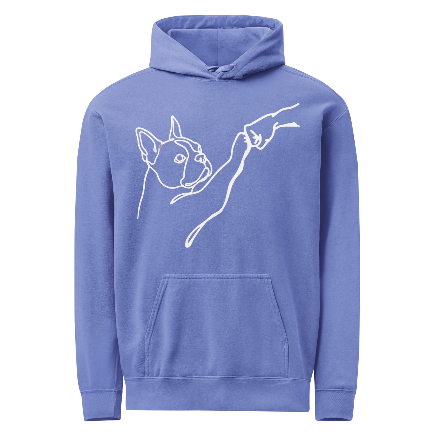 Dog Fist Bump Unisex Garment-Dyed Hoodie . Flo Blue