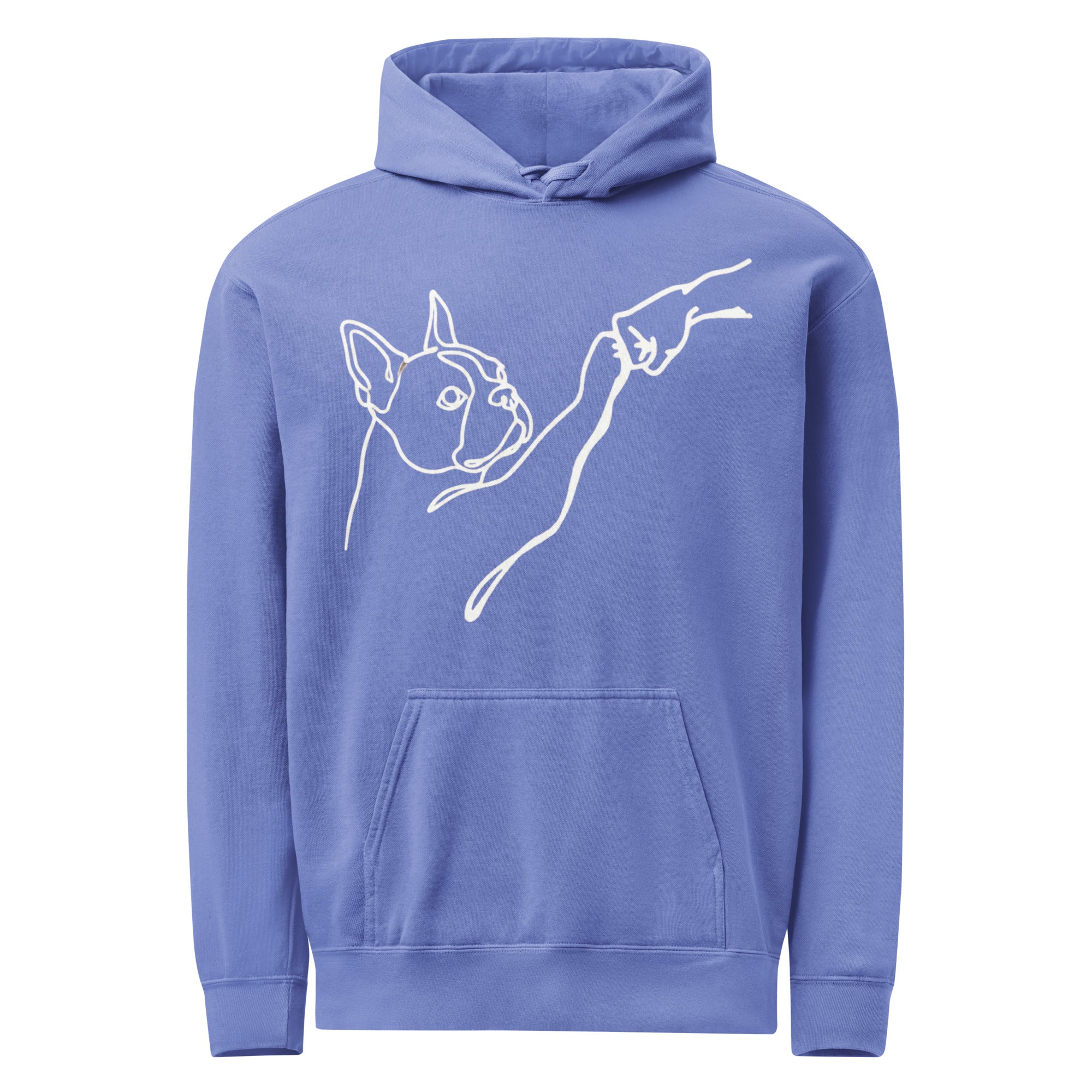 Dog Fist Bump Unisex Garment-Dyed Hoodie . Flo Blue