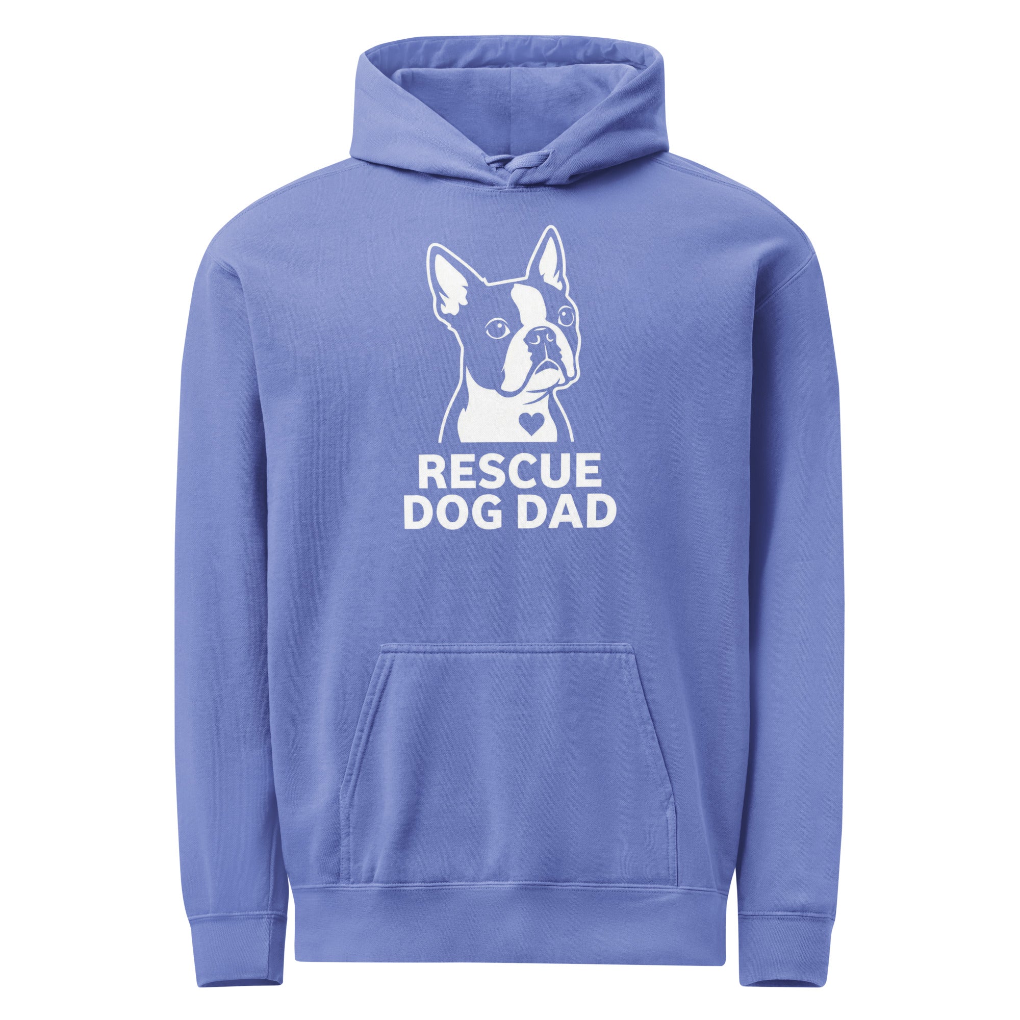 Rescue Dog Dad Garment-Dyed Hoodie . Flo Blue