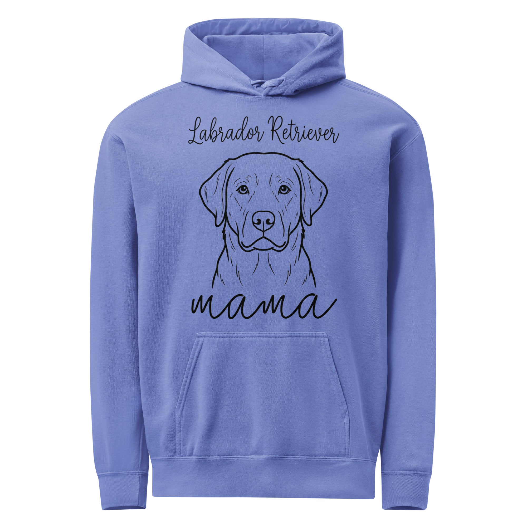 Labrador Retriever Mama Mode Garment-dyed Hoodie . Flo Blue