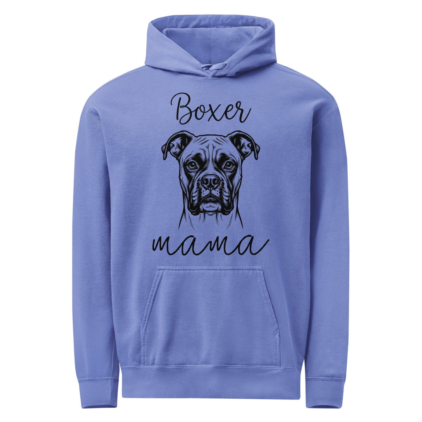 Boxer Mama Mode Unisex Garment-dyed Hoodie . Flo Blue