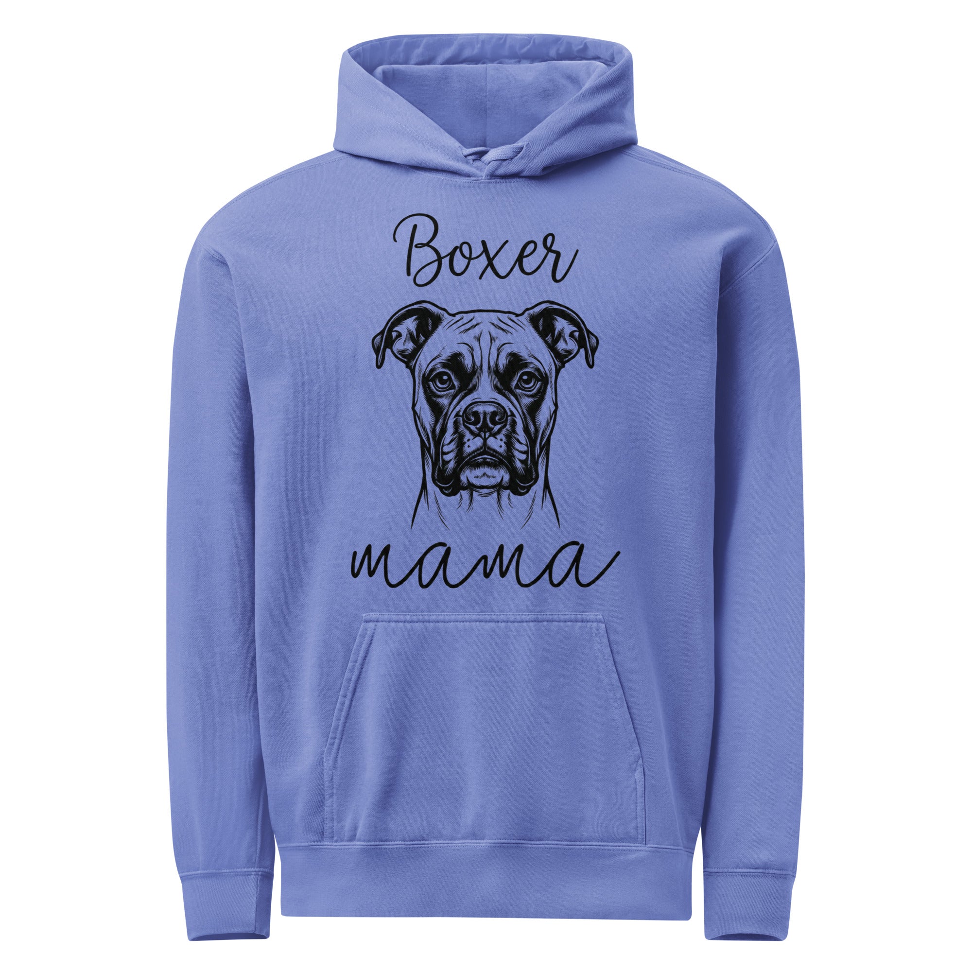 Boxer Mama Mode Unisex Garment-dyed Hoodie . Flo Blue